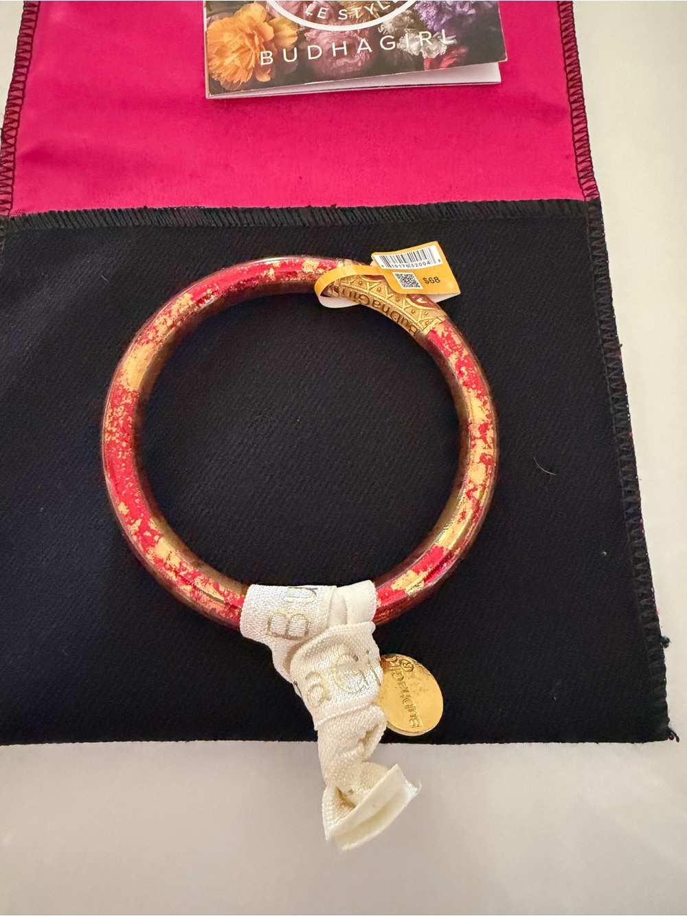 Budha Girl Red and Gold Decorative Bangle Bracelet